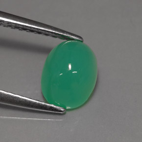 Crisoprásio verde natural 1,48ct, corte oval, translúcido