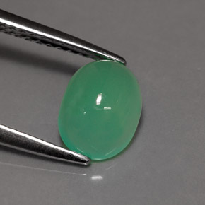 Crisoprásio verde natural 1,15ct, corte oval, translúcido