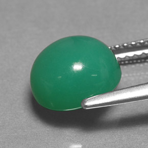 Crisoprásio verde natural 3,24ct, corte oval, translúcido
