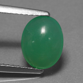 Crisoprásio verde natural 1,55ct, corte oval, translúcido