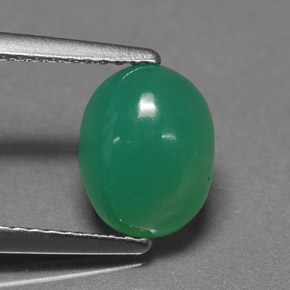 Crisoprásio verde natural 1,96ct, corte oval, translúcido