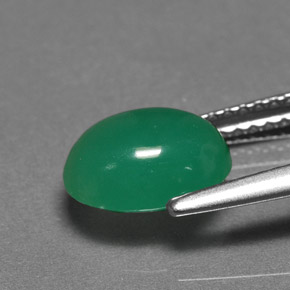 Crisoprásio verde natural 1,96ct, corte oval, translúcido