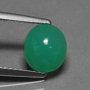 Crisoprásio verde natural 1,76ct, corte oval, translúcido