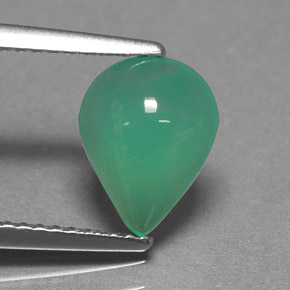 Crisoprásio verde natural 1,62ct, formato de pêra, translúcido