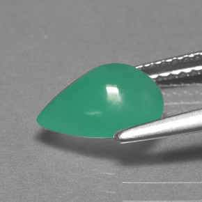 Crisoprásio verde natural 1,62ct, formato de pêra, translúcido