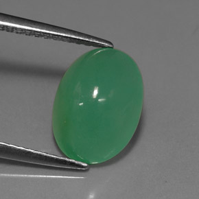 Crisoprásio verde natural 3,18ct, corte oval, translúcido