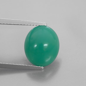 Crisoprásio verde natural 4,38ct, corte oval, translúcido