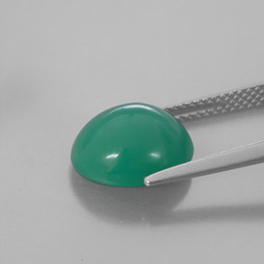 Crisoprásio verde natural 4,38ct, corte oval, translúcido