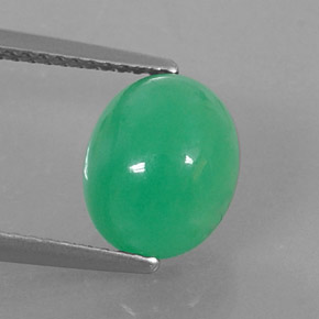 Crisoprásio verde natural 3,45ct, corte oval, opaco