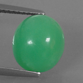 Crisoprásio verde natural 3,95ct, corte oval, opaco