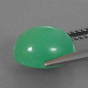 Crisoprásio verde natural 3,95ct, corte oval, opaco
