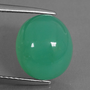 Crisoprásio verde natural 5,35ct, corte oval, translúcido