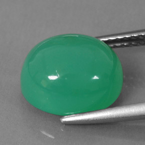 Crisoprásio verde natural 5,35ct, corte oval, translúcido