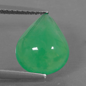 Crisoprásio verde natural 2,68ct, formato de pêra, translúcido