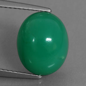 Crisoprásio verde natural 5,34ct, corte oval, translúcido