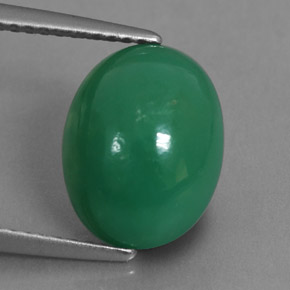 Crisoprásio verde natural 3,90ct, corte oval, opaco