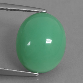Crisoprásio verde natural 5,43ct, corte oval, opaco