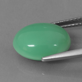 Crisoprásio verde natural 5,43ct, corte oval, opaco