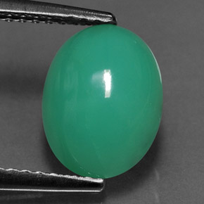 Crisoprásio verde natural 2,58ct, corte oval, translúcido