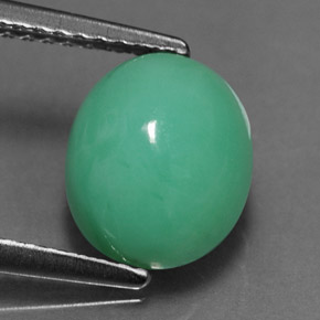 Crisoprásio verde natural 2,84ct, corte oval, opaco