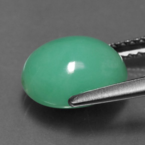 Crisoprásio verde natural 2,84ct, corte oval, opaco