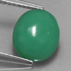 Crisoprásio verde natural 3,14ct, corte oval, translúcido