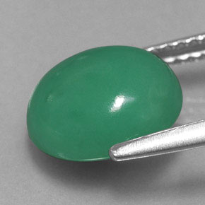 Crisoprásio verde natural 3,14ct, corte oval, translúcido