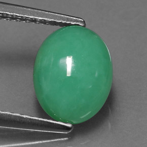 Crisoprásio verde natural 1,92ct, corte oval, translúcido