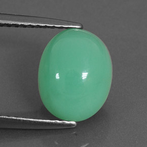Crisoprásio verde natural 3,35ct, corte oval, translúcido