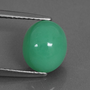 Crisoprásio verde natural 2,70ct, corte oval, opaco