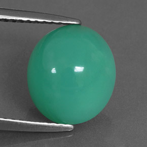 Crisoprásio verde natural 4,62ct, corte oval, translúcido
