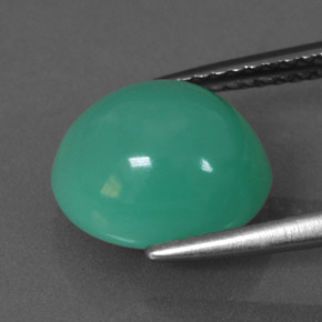 Crisoprásio verde natural 4,62ct, corte oval, translúcido