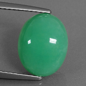 Crisoprásio verde natural 3,92ct, corte oval, opaco