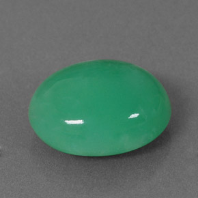 Crisoprásio verde natural 3,92ct, corte oval, opaco