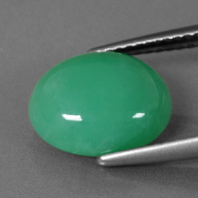 Crisoprásio verde natural 3,92ct, corte oval, opaco