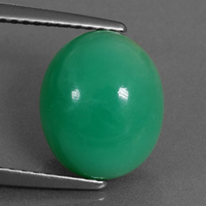 Crisoprásio verde natural 4,67ct, corte oval, opaco