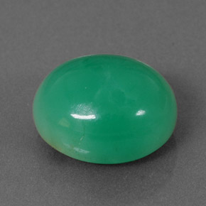 Crisoprásio verde natural 4,67ct, corte oval, opaco