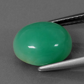 Crisoprásio verde natural 4,67ct, corte oval, opaco