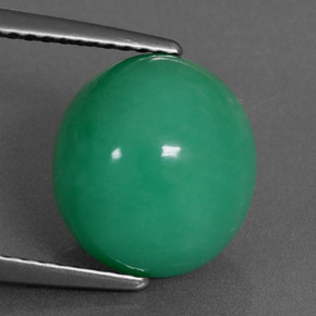 Crisoprásio verde natural 5,73ct, corte oval, opaco