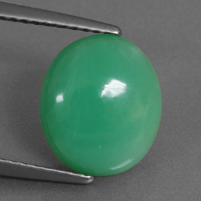 Crisoprásio verde natural 2,78ct, corte oval, opaco