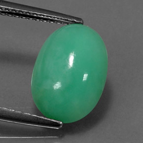 Crisoprásio verde natural 4,43ct, corte oval, opaco