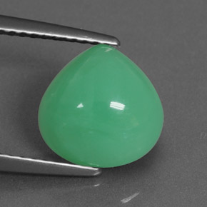 Crisoprásio verde natural 2,60ct, formato de pêra, translúcido
