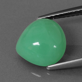 Crisoprásio verde natural 2,60ct, formato de pêra, translúcido