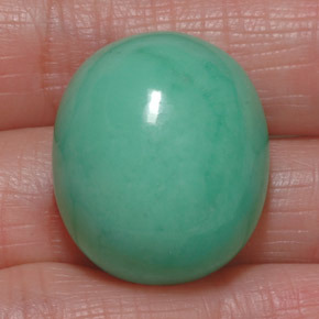 Crisoprásio verde natural 39,50ct, corte oval, opaco
