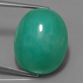 Crisoprásio verde natural 51,98ct, corte oval, opaco