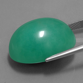 Crisoprásio verde natural 51,98ct, corte oval, opaco