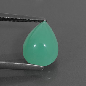 Crisoprásio verde natural 1,94ct, formato de pêra, translúcido