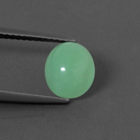 Crisoprásio verde natural 1,79ct, corte oval, opaco