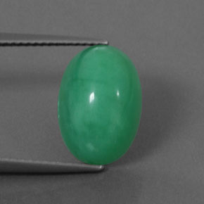 Crisoprásio verde natural 5,69ct, corte oval, opaco