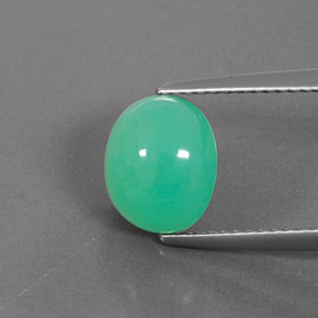 Crisoprásio verde natural 2,83ct, corte oval, opaco